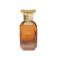 Afnan Delicious Bouquet bottle close-up with caramel and vanilla notes for elegant evenings.