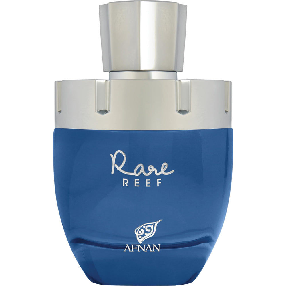 Afnan Rare Reef bottle front view, sleek design ideal for day-to-night wear.