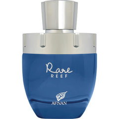 Afnan Rare Reef bottle front view, sleek design ideal for day-to-night wear.