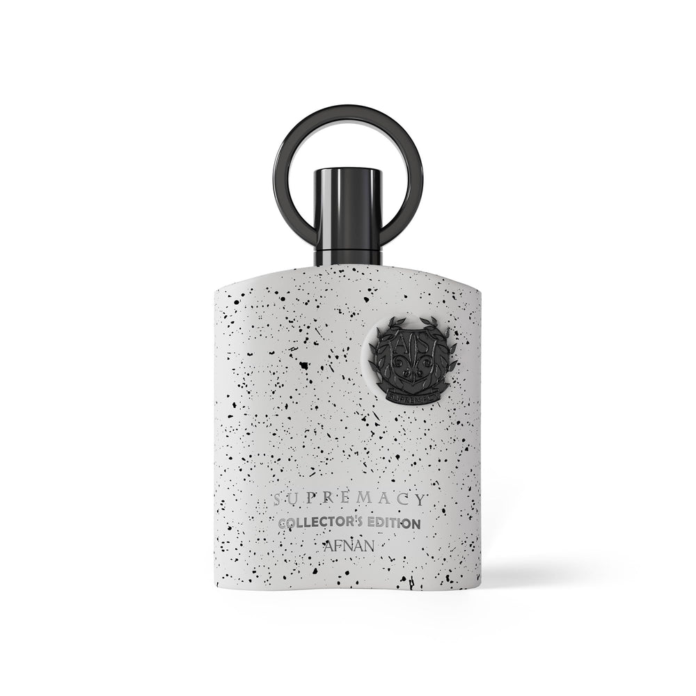 The Afnan Supremacy Collector Edition bottle front exudes masculine elegance for evening wear.