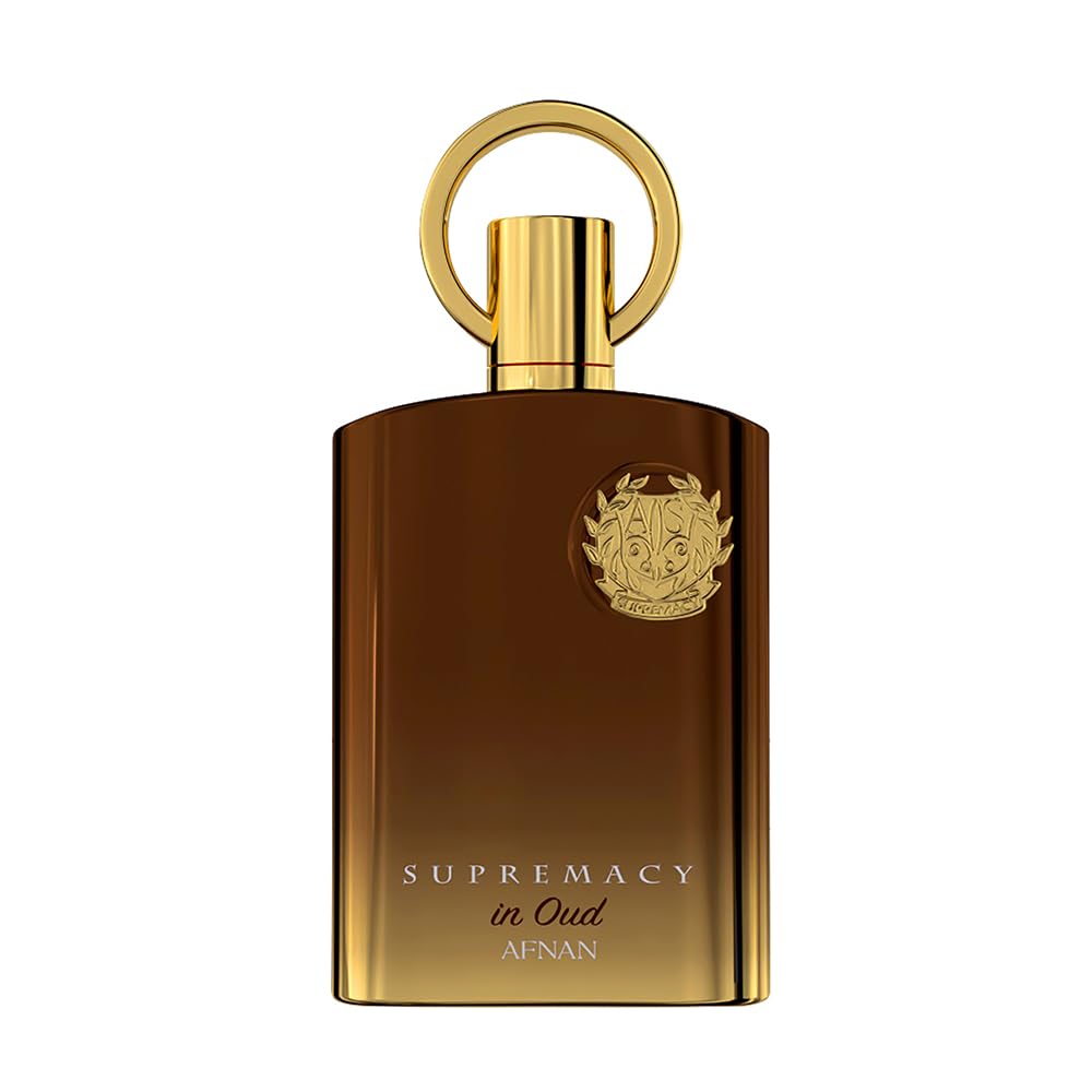 Afnan Supremacy Oud bottle closeup for premium packaging and gifting ideas.
