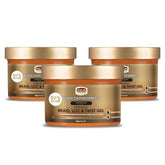 African Pride Black Castor Miracle gel 3-pack jar close-up for smooth braids and twists.