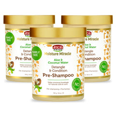 African Pride Moisture Miracle detangler bottle showing product label and slip-ready formula.