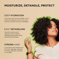 African Pride Moisture Miracle detangler pour demonstrates easy application on hair.