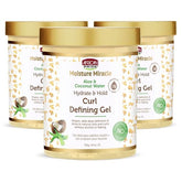 African Pride Moisture Miracle gel bottle delivers hydrating hold for curls.