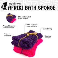 AFRIKI African Net Sponge shows 45-inch length for easy reach.