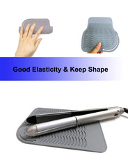 AFT90 heat resistant mat shown as flat iron holder protecting surfaces.