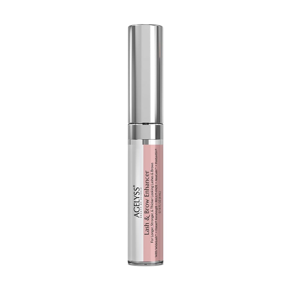 Agelyss Lash & Brow Enhancer bottle close-up for nourishing lash and brow growth.