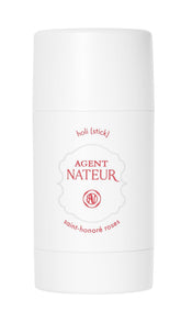 Agent Nateur holi Saint-Honoré Roses deodorant stick in use for all-day odor control