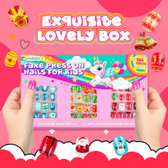 AGGKKY kids press-on nails pre-glued quick kid-friendly application