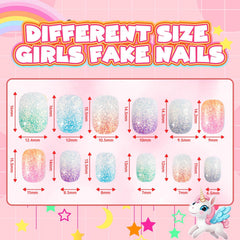 AGGKKY Pre-glued Kids Nails quick, mess-free press-on