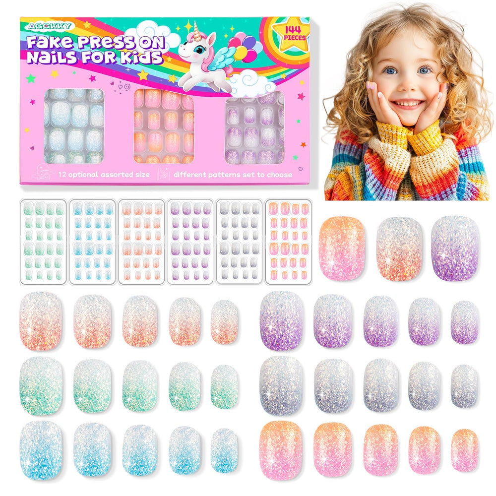 AGGKKY Sparkle Nails Kids Set Box for easy DIY art