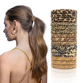 Agirlvct leopard-print hair ties pack front view for everyday styling