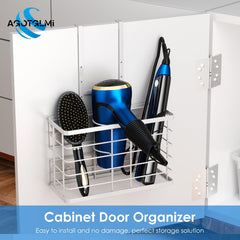 Agotglmi cabinet-door hair tool organizer secures tools neatly while saving counter space.