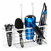 Agotglmi hair tool organizer on wall mount keeps dryer ready for quick styling.