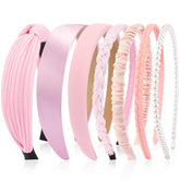 AHONEY 7-pack pink headbands solid style for everyday outfits and comfortable wear