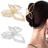 AHONEY Butterfly metal hair clip in gold closeup, elegant daily styling with a luxurious finish.