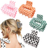 AHONEY checkered hair clip in black 2in provides secure hold for hair of all textures