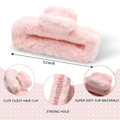 AHONEY fuzzy hair clip khaki close-up highlighting soft plush and secure grip