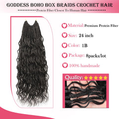 AIBEO Goddess Box Braids 24-inch length display for a long-lasting protective style