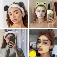 AIBFRID white cat headband stays in place for makeup sessions.