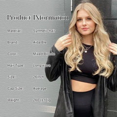 Aida ble heat-resistant long-wave wig enabling easy heat styling and shine preservation