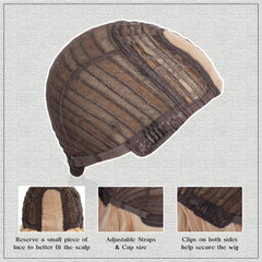 Aida ble wig with hair cap elastic bands and clips for secure fit