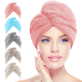 AIDEA 5-pack microfiber hair towel wrap rolled for easy storage and quick dry