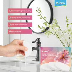 AIDEA travel-friendly sponges in compact kit for on-the-go cleansing.