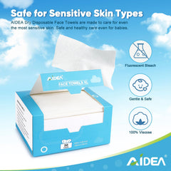 AIDEA XL face towels soft texture closeup; gentle on sensitive skin during cleansing.