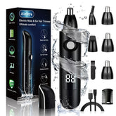 Aiefeya nose trimmer handheld with LED display showing remaining power.