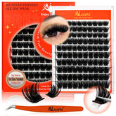 AILAISHI self-adhesive eyelashes closeup showing 200D fluffy lashes for instant effect.