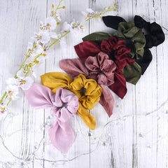 Aileam satin scrunchies black bow with reliable grip for daily wear