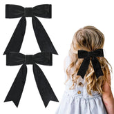 Aileam velvet black hair bow clip 5inch enhances everyday outfits.