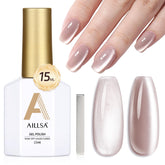 AILLSA Cat Eye Gel Nail Polish Nude Glitter close-up showing crystal shimmer for chic at-home nails