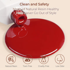 AILLSA Cherry Red gel polish LED/UV cure image shows long-lasting glossy finish