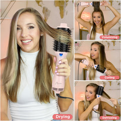 Aima Beauty pink ergonomic handle closeup highlighting comfortable grip during use.