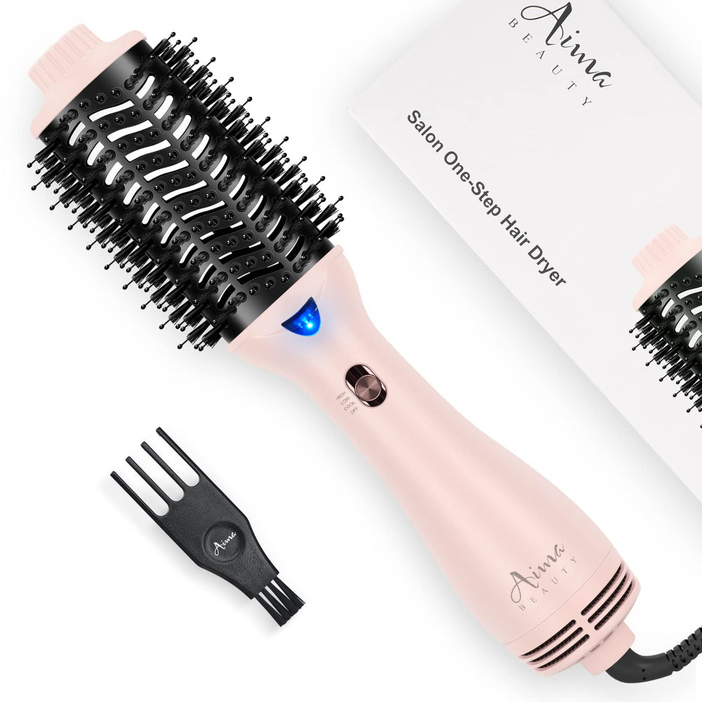 Aima Beauty One Step Volumizer pink hero image showing quick styling with frizz control.