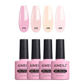 AIMEILI nude gel bottle closeup with glossy finish for long-lasting shine