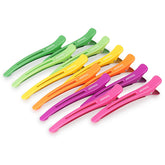 AIMIKE 12pcs neon color clips closeup showing secure sectioning grip