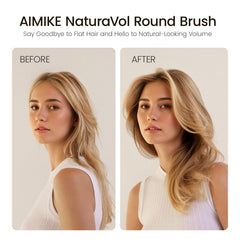 AIMIKE NaturaVol round brush ergonomic rubber handle reduces wrist fatigue during styling