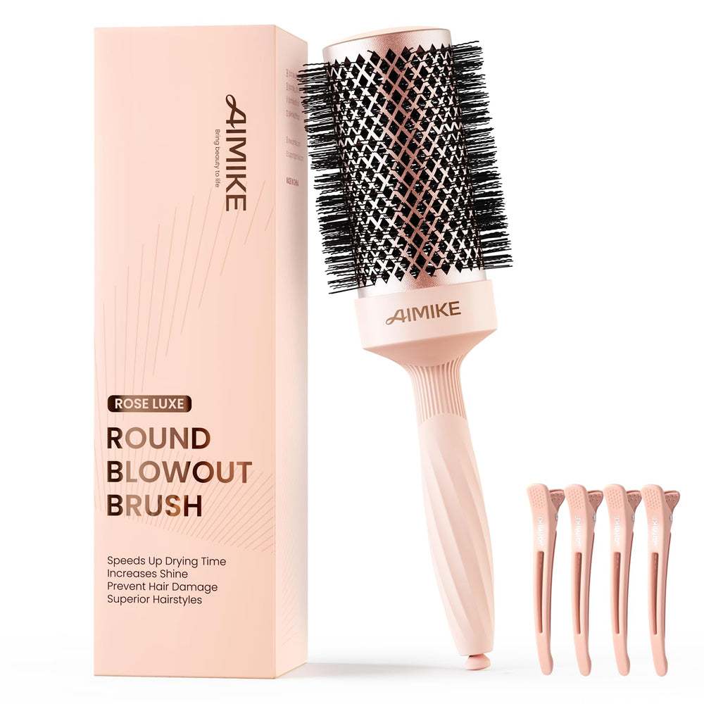 AIMIKE Rose Luxe Round Brush with a 2.1 inch barrel for voluminous blowouts.