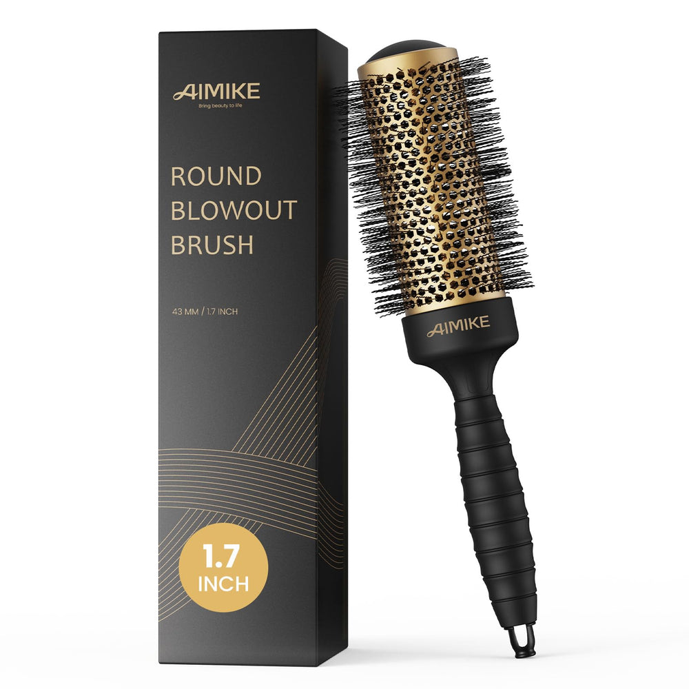 AIMIKE round brush with ceramic barrel delivers even heat for smoother blowouts.
