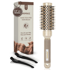 AIMIKE round brush with ergonomic handle for comfortable styling.