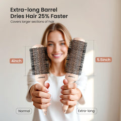 AIMIKE 1.7-inch long-barrel round brush dries more hair faster for efficient styling.
