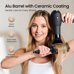AIMIKE round brush emits negative ions during blow drying for smoother hair.