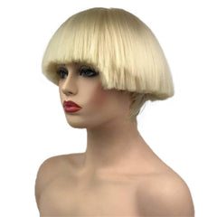 Aimole 8 inch short wig close-up focuses on heat-resistant Kanekalon fiber quality.