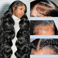 Aimqueen lace front wigs 13x6 body wave side view shows sleek silhouette and comfortable cap