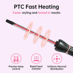 AIMSEE curling wand with 360-degree swivel cord for tangle-free styling.