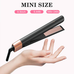 AIMSEE mini flat iron dual-voltage with PTC heat for quick styling